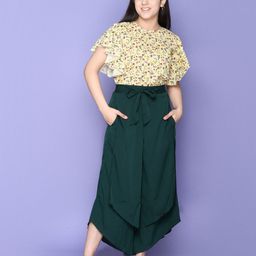 LilPicks Girls Yellow & Green Printed Top with Skirt-image-45