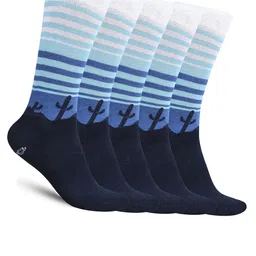 Dollar Socks Men Pack of 5 Striped Cotton Calf Length Socks-58