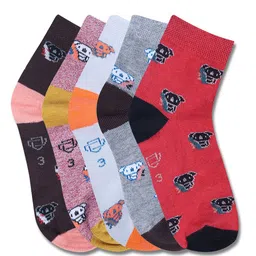 Dollar Socks Kids Pack Of 5 Assorted Patterned Cotton Calf Length Socks-11