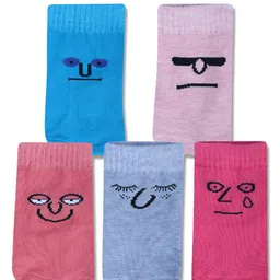 Dollar Socks Kids Pack Of 5 Patterned Assorted Cotton Calf Length Socks-image-18