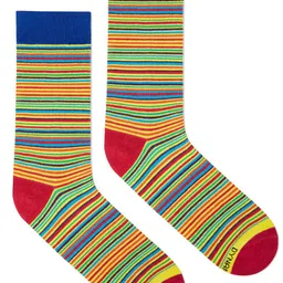 Dynamocks Unisex Multicoloured Striped Calf-Length Socks-31