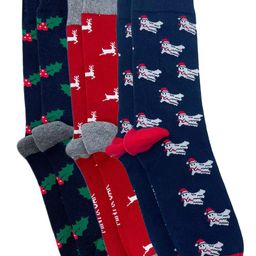 Mint & Oak Men Pack Of 3 Patterned Calf-Length CottonSocks-50