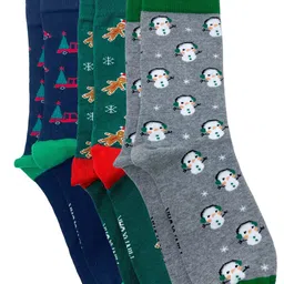 Mint & Oak Men Pack Of 3 Patterned Calf Length Socks-44