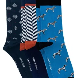 Mint & Oak Men Pack Of 3 Patterned Calf-Length Cotton Socks-picture-2