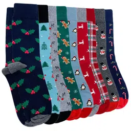 Mint & Oak Men Pack Of 9 Patterned Calf-Length Socks-18
