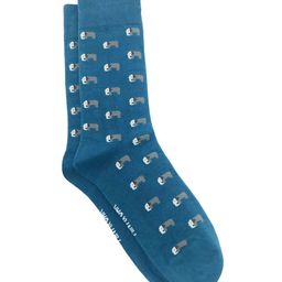 Mint & Oak Men Blue & Grey Patterned Calf-Length Socks-17