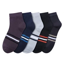FABdon Men Pack Of 5 Striped Anti-Odour Ankle-Length Socks-image-42