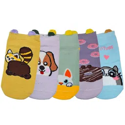 BAESD Kids Pack of 5 Patterned Anti-Skid Ankle-Length Socks-24
