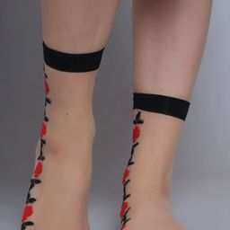 COLOR STYLE Women Pack of 3 Patterned Cotton Sheer Ankle-Length Socks-14