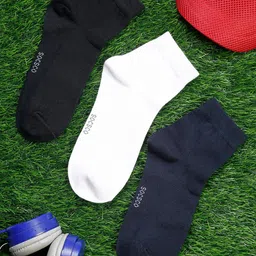 MUTAQINOTI Men Pack of 3 Assorted Ankle-Length Antimicrobial Socks-23