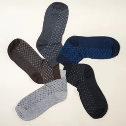 Cotstyle Men Pack Of 5 Assorted Patterned Ankle-Length Socks-49