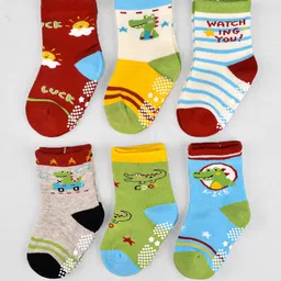FOOTPRINTS Kids Pack of 6 Striped Ankle Length Socks-20