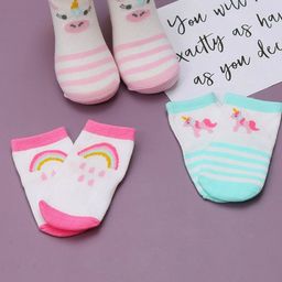 Yellow Bee Infants Girls Pack of 3 Striped Anti Skid Cotton Ankle Length Socks-image-96