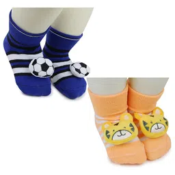 BAESD Infants Pack Of 2 Patterned Anti-Skid Cotton Above Ankle Length Socks-16