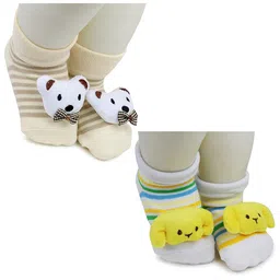 BAESD Infants Pack Of 2 Striped Anti-Skid Cotton Calf Length Socks-10