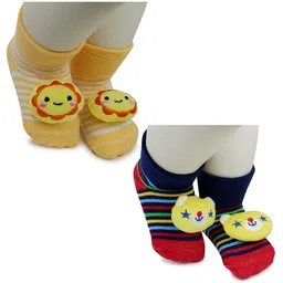 BAESD Infants Pack Of 2 Patterned Anti-Skid Ankle Length Socks-91