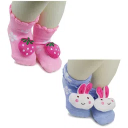 BAESD Infants Pack Of 2 Patterned Anti-Skid Cotton Ankle Length Socks-86