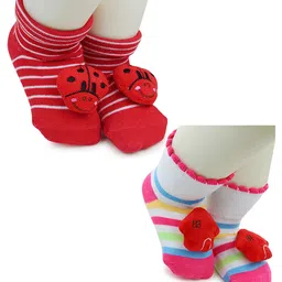 BAESD Infants Pack Of 2 Patterned Anti-Skid Cotton Ankle Length Socks-33