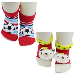 BAESD Infants Pack Of 2 Patterned Anti-Skid Cotton Ankle Length Socks-63