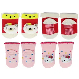 BAESD Infants Pack Of 2 Patterned Cotton Anti-Skid Above Ankle Length Socks-image-55