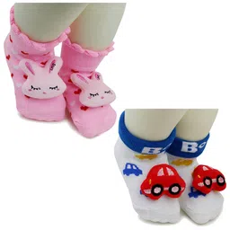 BAESD Infants Pack Of 2 Patterned Cotton Anti-Skid Above Ankle Length Socks-11