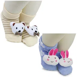 BAESD Infants Pack Of 2 Patterned Anti-Skid Ankle Length Socks-66