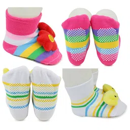 BAESD Infants Pack Of 2 Patterned Anti-Skid Cotton Ankle Length Socks-image-56