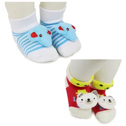 BAESD Infants Pack Of 2 Patterned Anti-Skid Ankle Length Socks-1