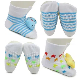 BAESD Infants Pack Of 2 Patterned Cotton Anti-Skid Above Ankle Length Socks-5