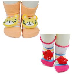 BAESD Kids Pack Of 2 Patterned Anti-Skid Cotton Ankle Length Socks-image-52