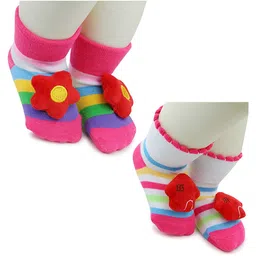 BAESD Infants Pack Of 2 Striped Anti-Skid Cotton Calf Length Socks-10