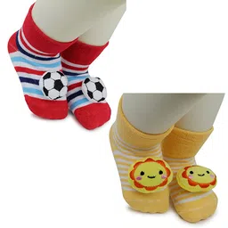 BAESD Infants Pack Of 2 Patterned Anti-Skid Cotton Ankle Length Socks-50