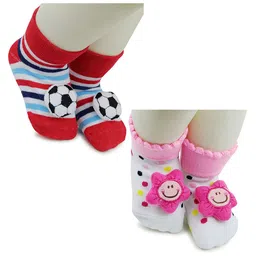 BAESD Infants Pack Of 2 Patterned Anti-Skid Cotton Ankle Length Socks-57