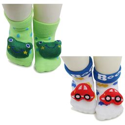 BAESD Kids Pack Of 2 Patterned Anti-Skid Cotton Ankle Length Socks-image-99