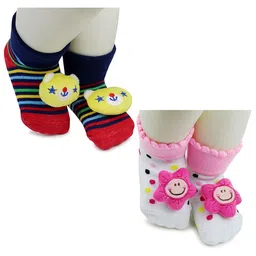 BAESD Infants Pack Of 2 Patterned Anti-Skid Cotton Ankle Length Socks-image-47