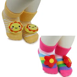 BAESD Infants Pack Of 2 Patterned Anti-Skin Cotton Ankle Length Socks-55
