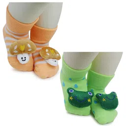 BAESD Infants Pack Of 2 Patterned Anti-Skid Cotton Ankle Length Socks-97