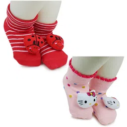 BAESD Infants Pack Of 2 Patterned Anti-Skid Cotton Above Ankle Length Socks-79
