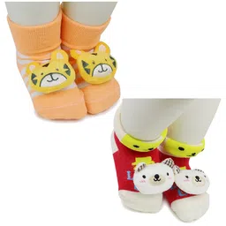BAESD Infants Pack Of 2 Patterned Anti-Skid Ankle Length Socks-76