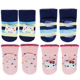 BAESD Infants Pack Of 2 Patterned Anti-Skid Cotton Above Ankle Length Socks-50