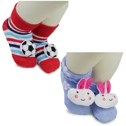 BAESD Infants Pack Of 2 Patterned Anti-Skid Cotton Ankle Length Socks-30
