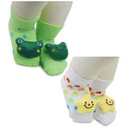 BAESD Infants Pack Of 2 Patterned Anti-Skid Ankle Length Socks-23
