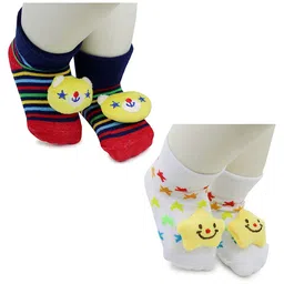 BAESD Infants Pack Of 2 Patterned Anti-Skid Cotton Above Ankle Length Socks-89