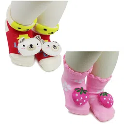 BAESD Infants Pack Of 2 Patterned Anti-Skid Cotton Above Ankle Length Socks-41
