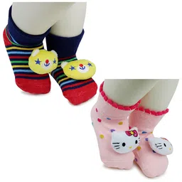 BAESD Infants Pack Of 2 Patterned Anti-Skid Cotton Ankle Length Socks-57