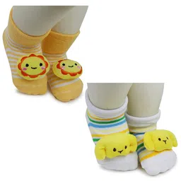 BAESD Infants Pack Of 2 Patterned Anti-Skid Cotton Ankle Length Socks-94