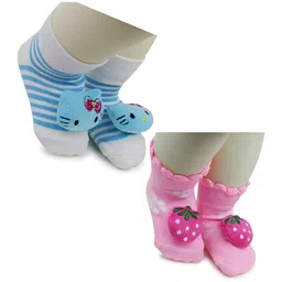 BAESD Infants Pack Of 2 Patterned Anti-Skid Cotton Ankle Length Socks-45