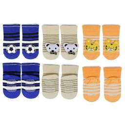 BAESD Infants Pack Of 3 Patterned Anti-Skid Cotton Ankle Length Socks-36