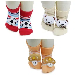 BAESD Infants Pack Of 3 Patterned Anti-Skid Above Ankle Length Socks-31