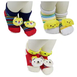 BAESD Infants Pack Of 3 Patterned Anti-Skid Cotton Ankle Length Socks-10